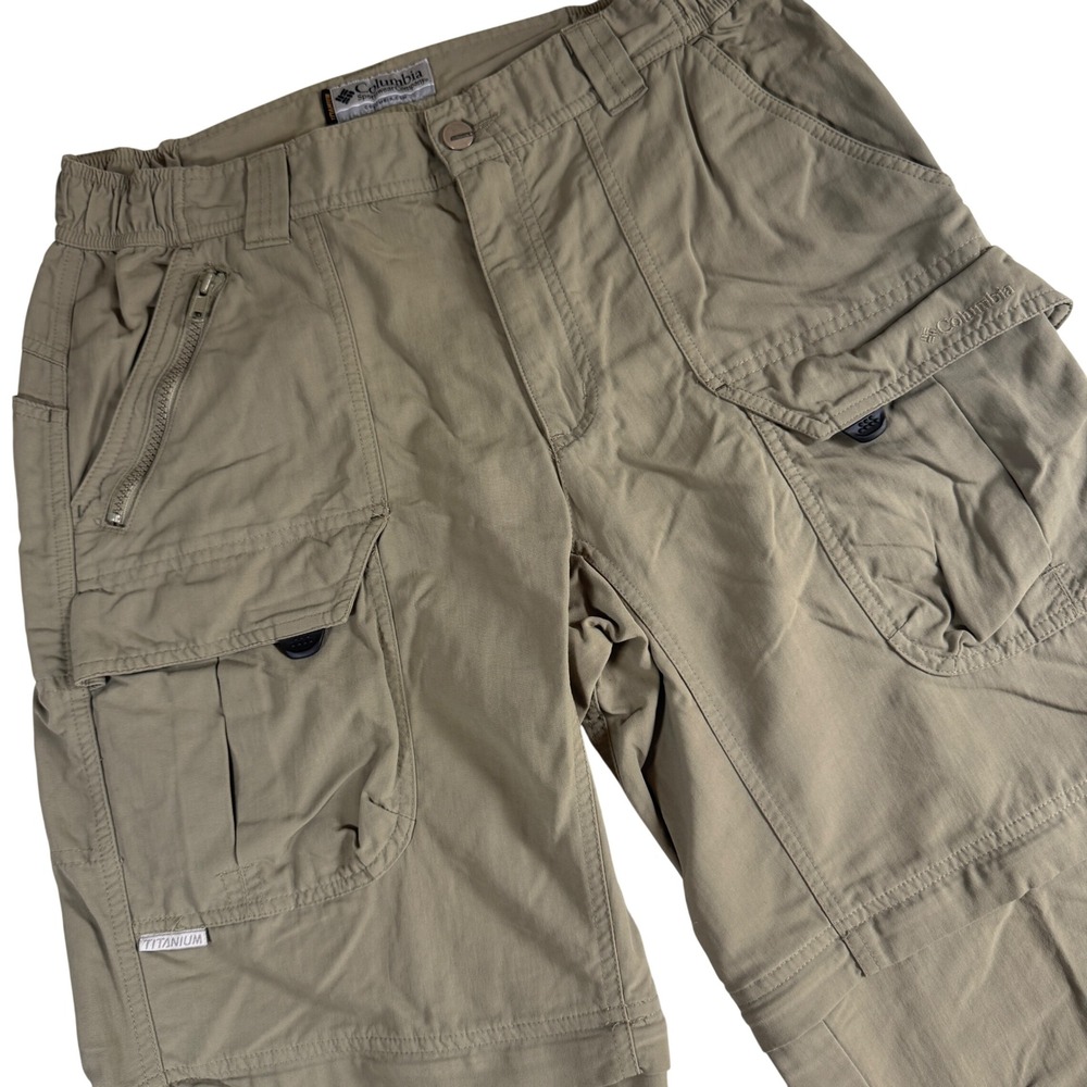 Columbia Titanium Convertible Cargo Pants Men 34 Khaki Hiking Zip Off Shorts